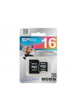 SILICON POWER 16Gb microSDHC Class 10 Карта памяти + SD adapter